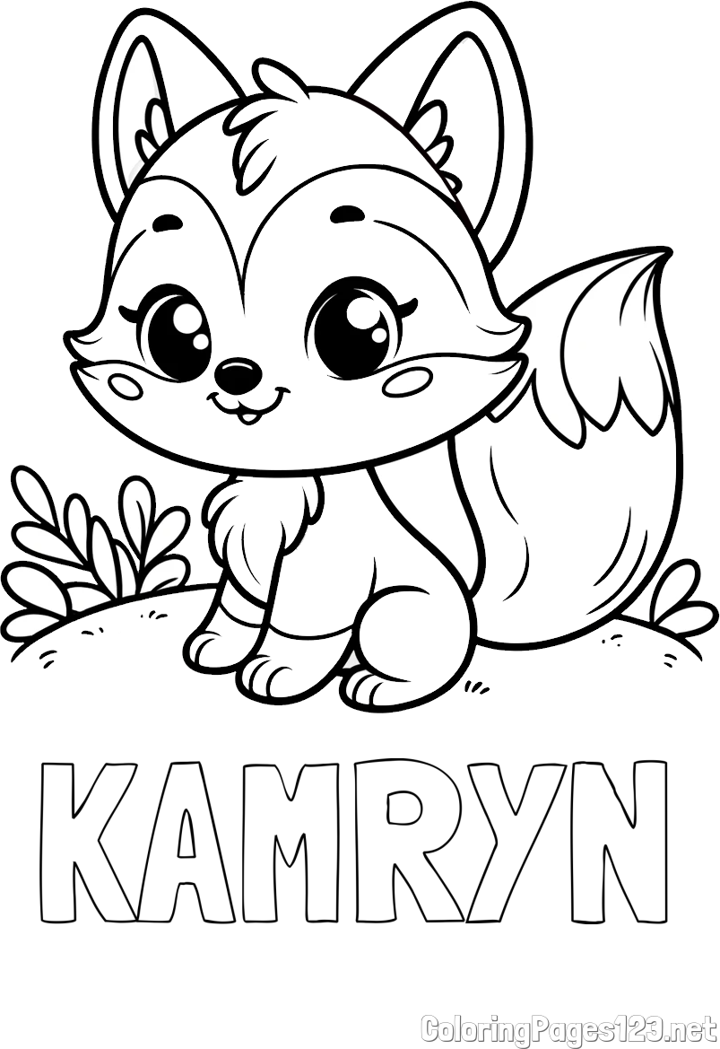 KAMRYN Coloring Page and Cute Fox Coloring Page
