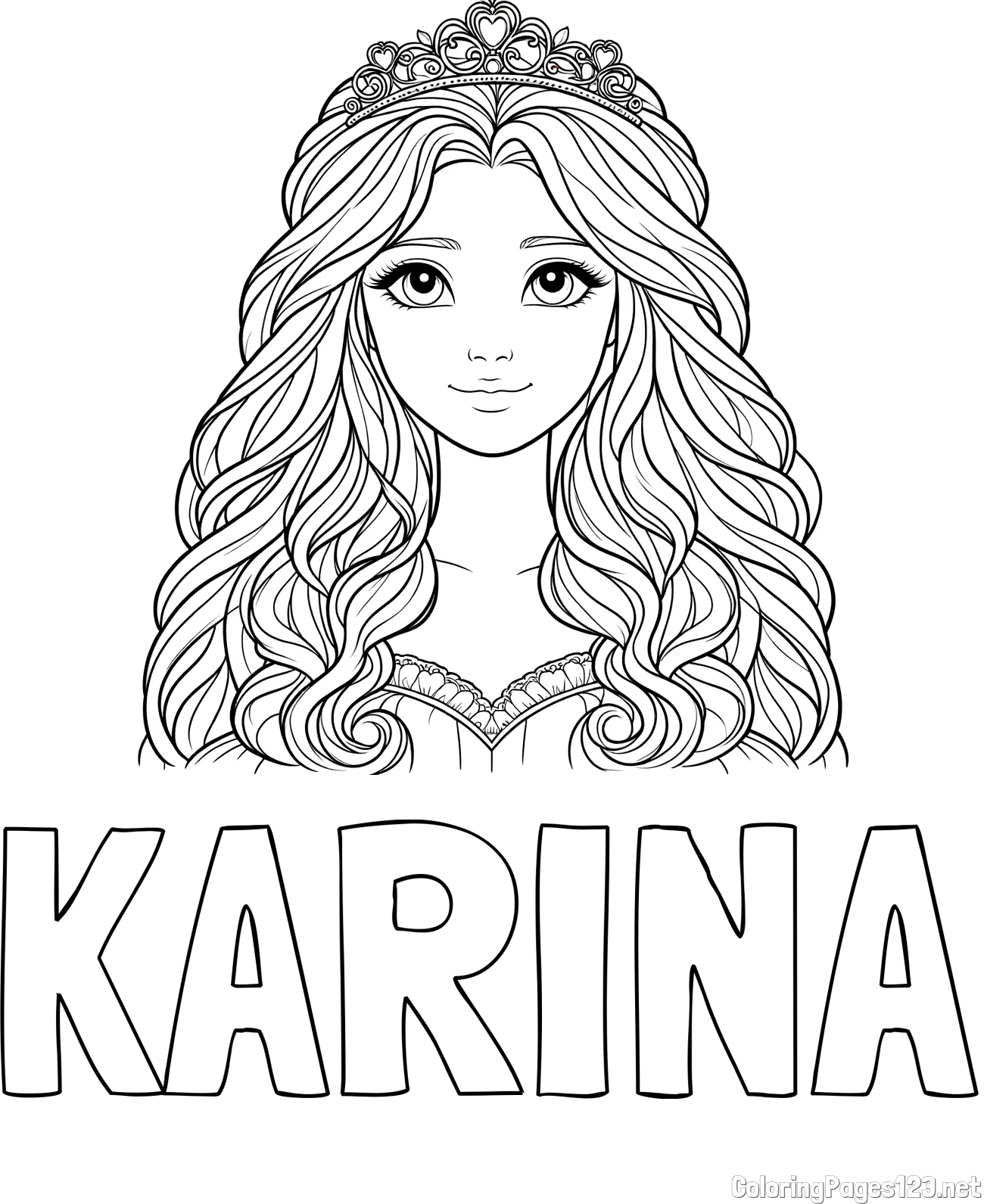 KARINA Coloring Page and Princess Coloring Page