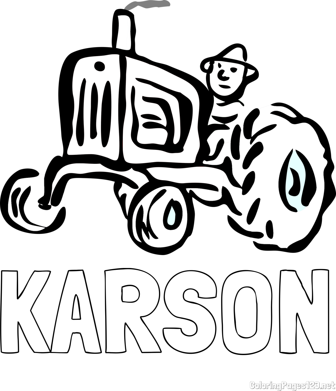 KARSON Coloring Page and Tractor Coloring Page