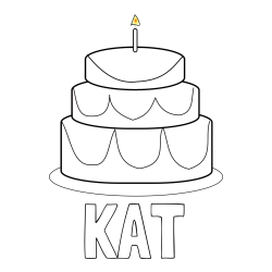 Online Created Coloring Page - KAT Coloring Page and Big Birthday Cake Coloring Page