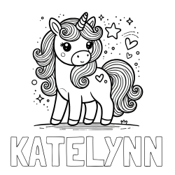 Online Created Coloring Page - KATELYNN Coloring Page and Cute Unicorn Coloring Page