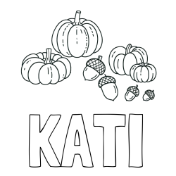 Online Created Coloring Page - KATI Coloring Page and Autumn Harvest Coloring Page - Acorns and Pumpkins