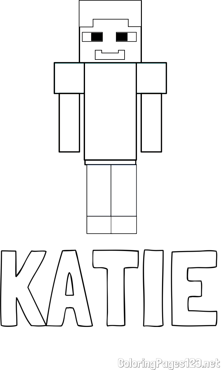 KATIE Coloring Page and Simple Minecraft Character Coloring Page