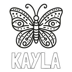 Online Created Coloring Page - KAYLA Coloring Page and Butterfly Coloring Page (Simple)