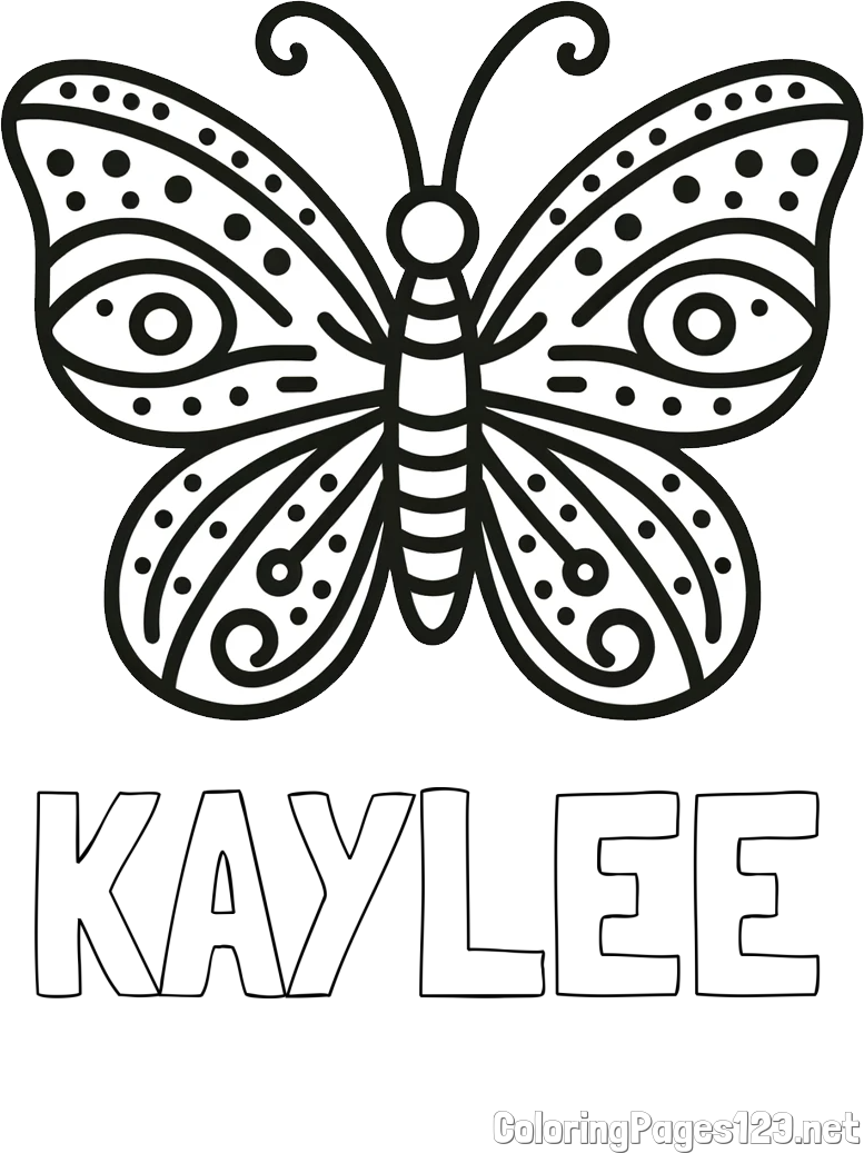 KAYLEE Coloring Page and Butterfly Coloring Page (Simple)