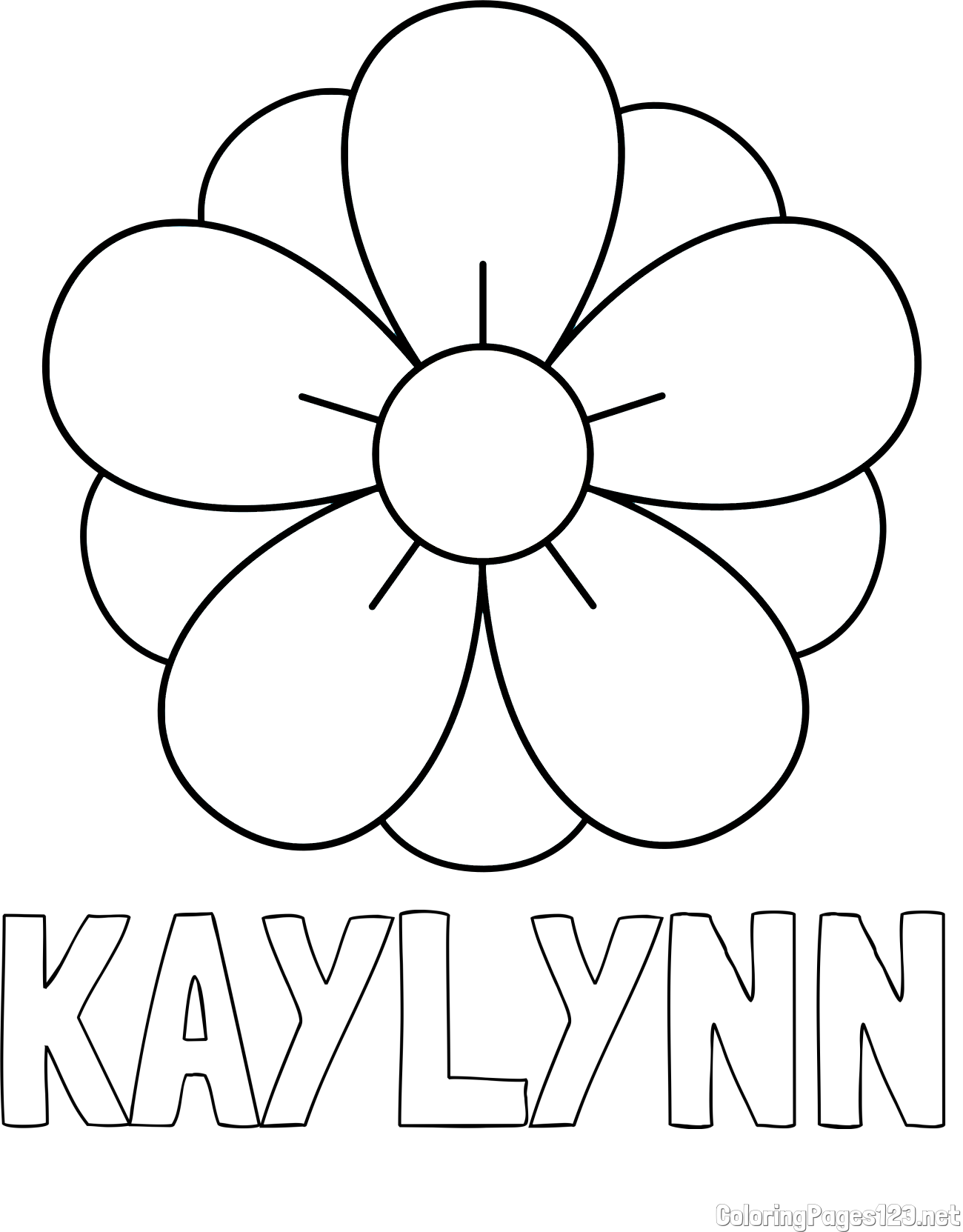 KAYLYNN Coloring Page and Flower Without Stem Coloring Page