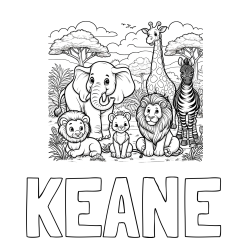 Online Created Coloring Page - KEANE Coloring Page and Beautiful Animal Coloring Page - Lion Family, Elephant, Giraffe, and Zebra