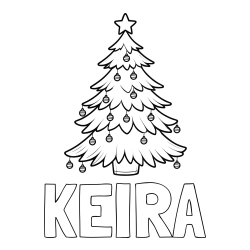 Online Created Coloring Page - KEIRA Coloring Page and Christmas Tree with Star and Ornaments Coloring Page