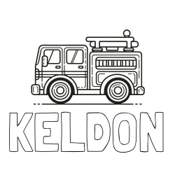 Online Created Coloring Page - KELDON Coloring Page and Easy Kids Coloring Page of a Fire Truck