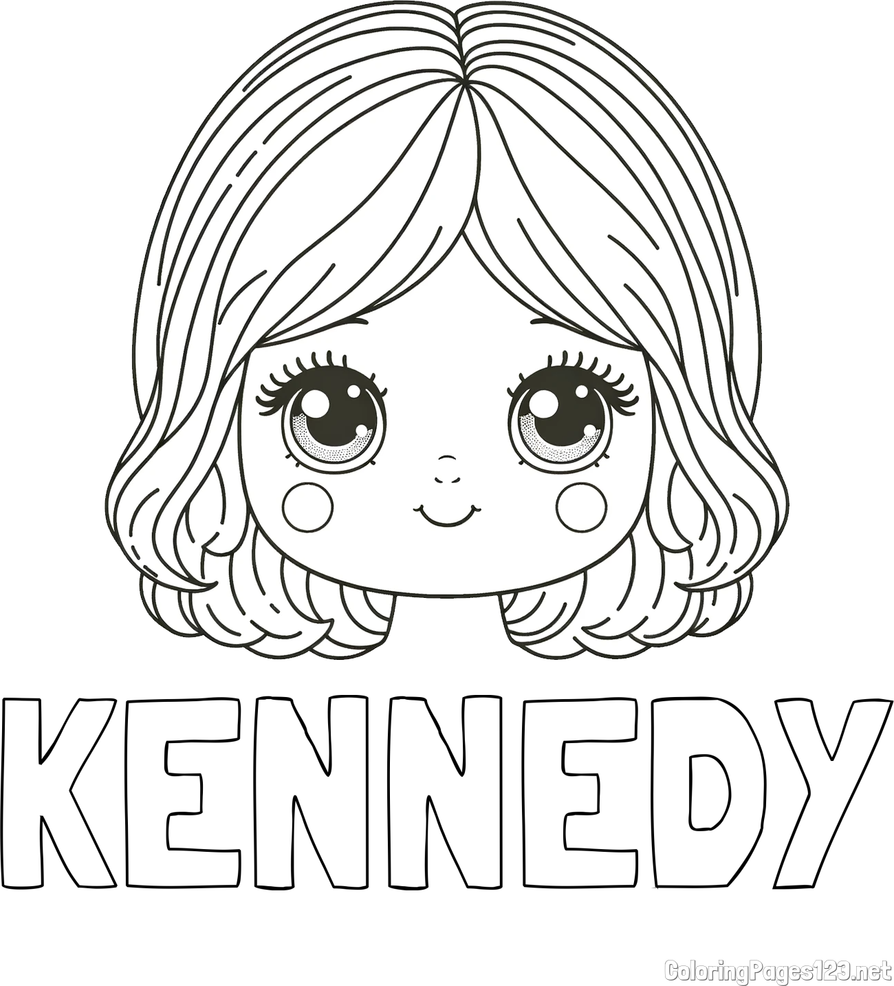 KENNEDY Coloring Page and Cute Girl Face Coloring Page