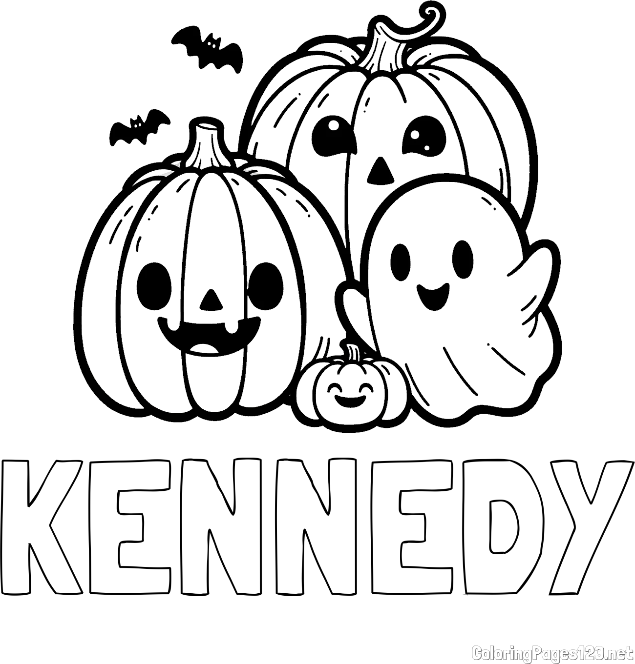 KENNEDY Coloring Page and Halloween Pumpkin and Ghost Coloring Page