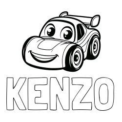 Online Created Coloring Page - KENZO Coloring Page and Children's Printable Coloring Page of a Racing Car