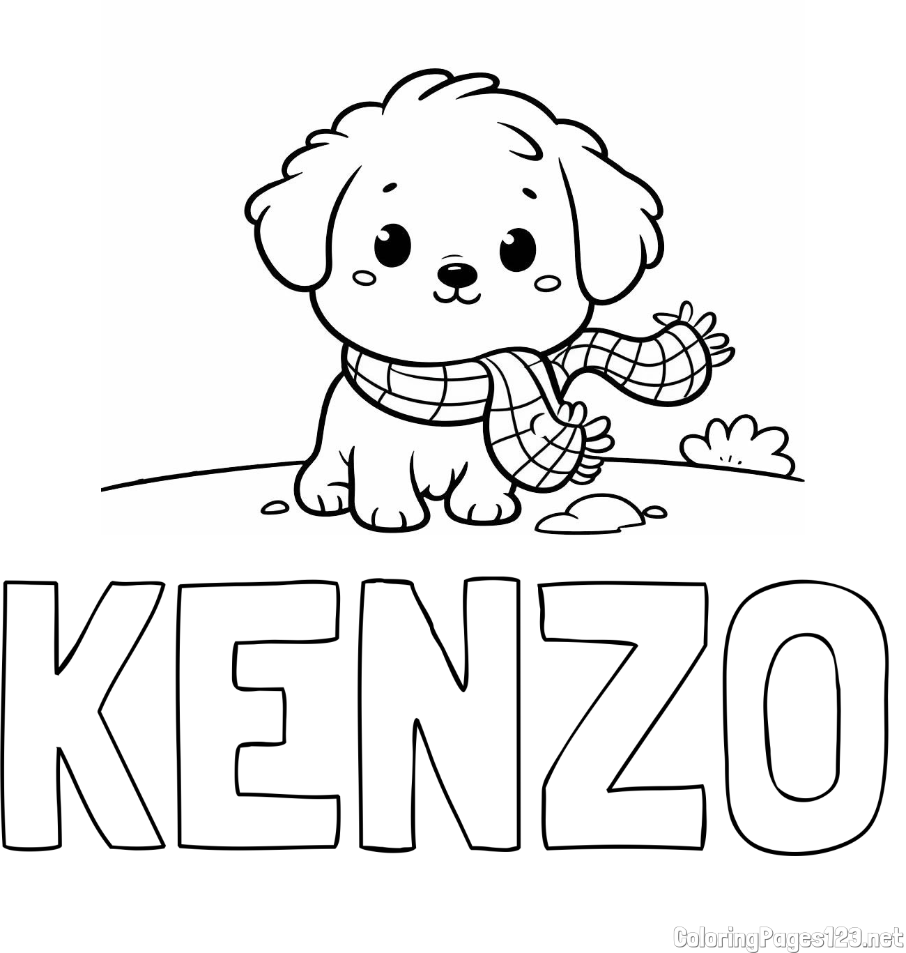 KENZO Coloring Page and Coloring Page of an Adorable Puppy