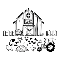 Kids Farm Coloring Page