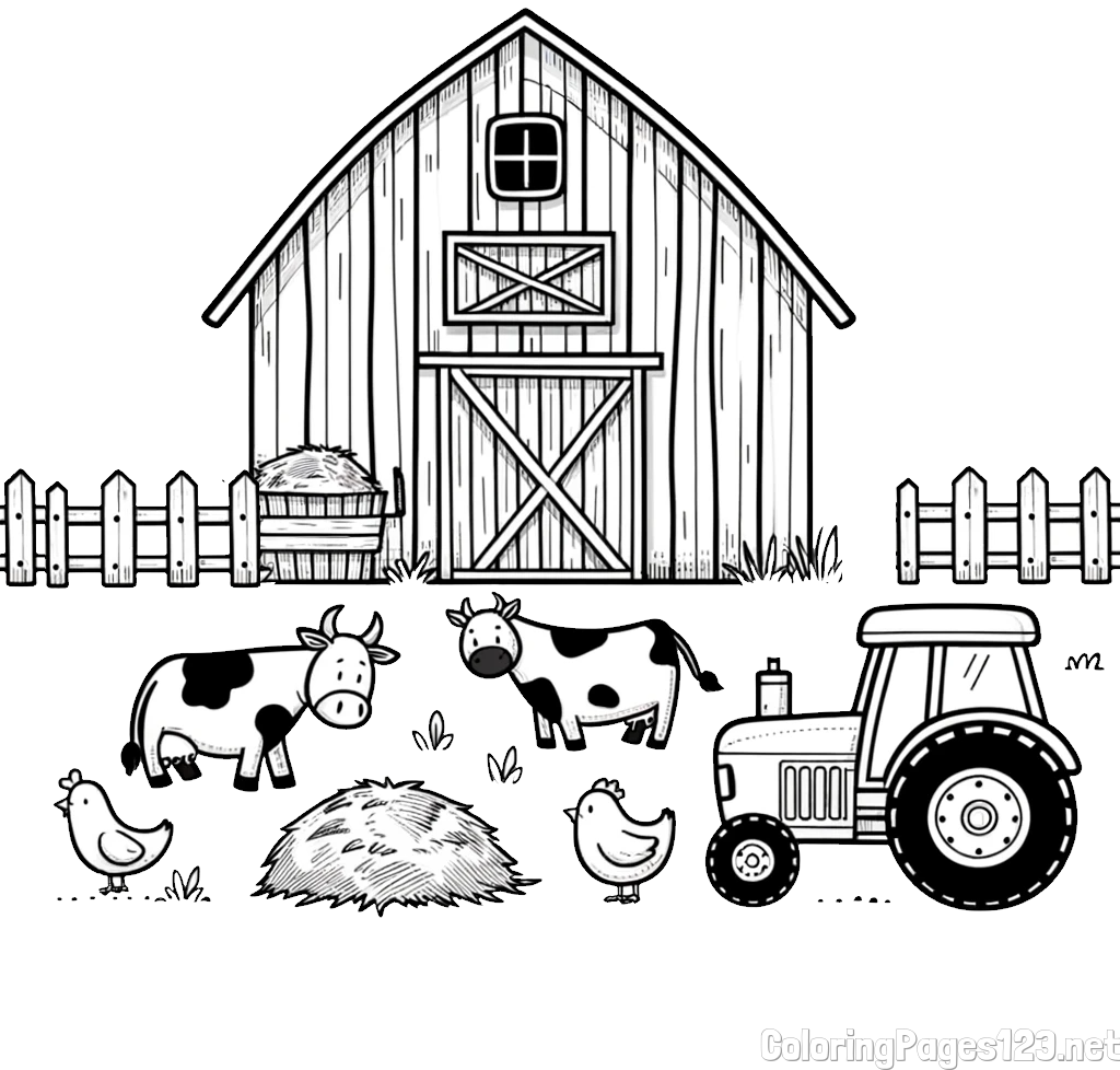 Kids Farm Coloring Page