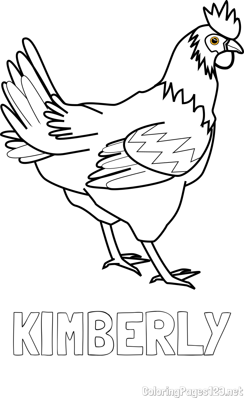 KIMBERLY Coloring Page and Coloring Page of a Hen