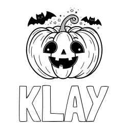 Online Created Coloring Page - KLAY Coloring Page and Halloween Pumpkin and Bats Coloring Page