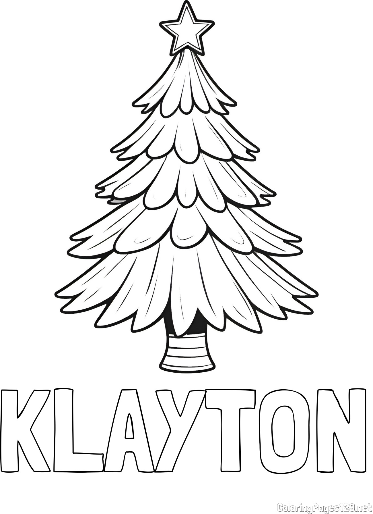 KLAYTON Coloring Page and Christmas Tree with Star Coloring Page