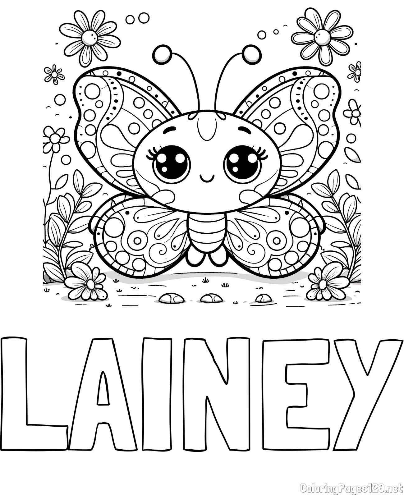 LAINEY Coloring Page and Cute Butterfly Coloring Page