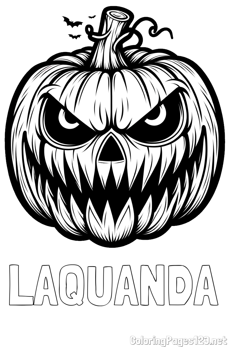 LAQUANDA Coloring Page and Evil Pumpkin Face Coloring Page