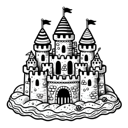 Large Sandcastle Coloring Page