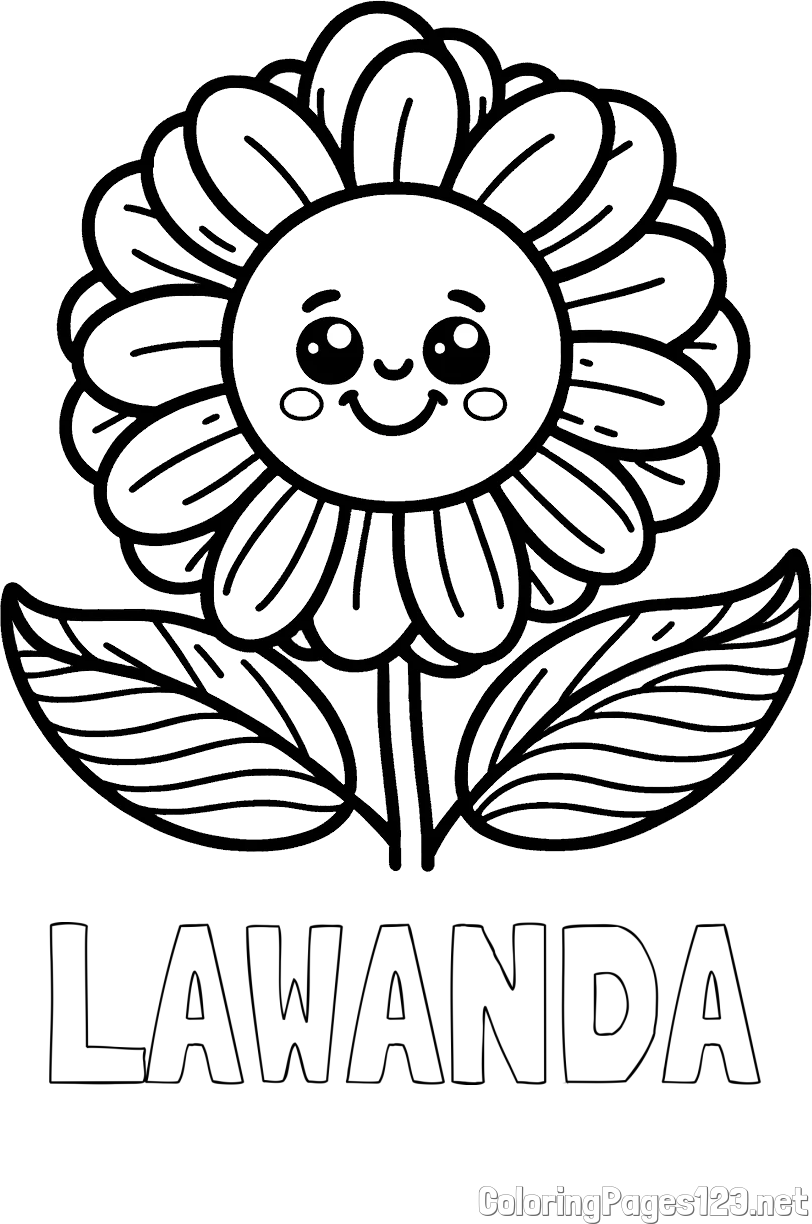 LAWANDA Coloring Page and Smiling Flower Coloring Page