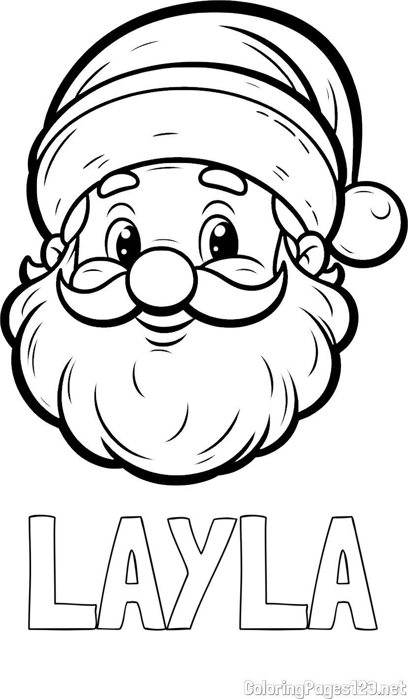 LAYLA Coloring Page and Easy Santa Claus Coloring Page
