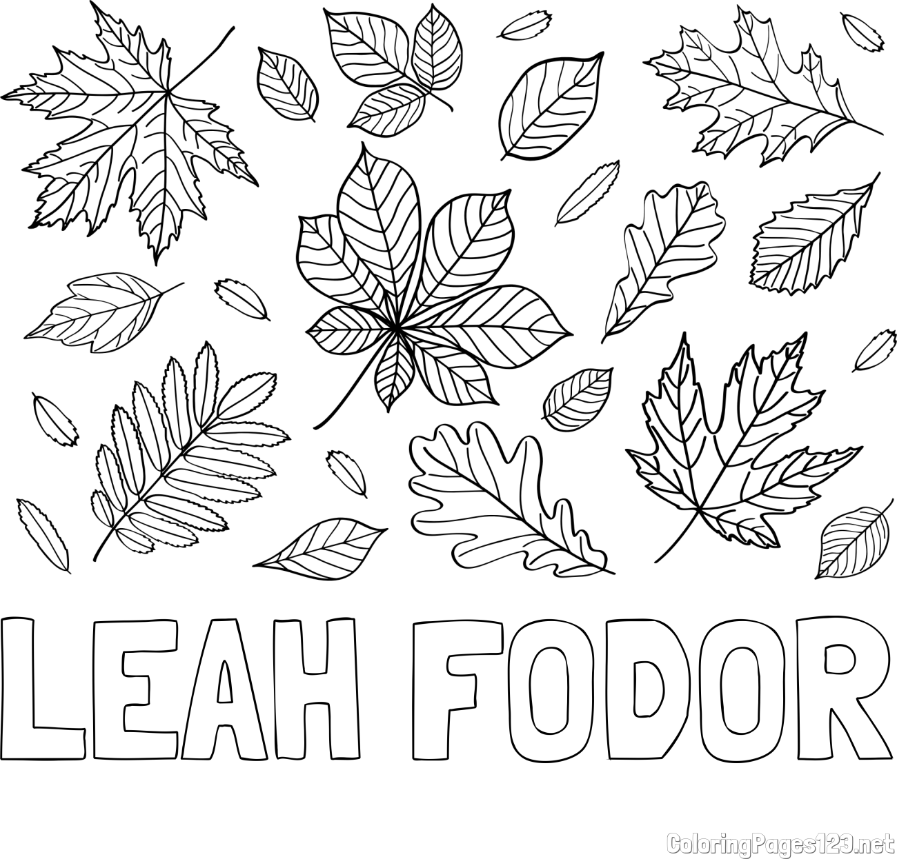 LEAH FODOR Coloring Page and Autumn Leaves Coloring Page
