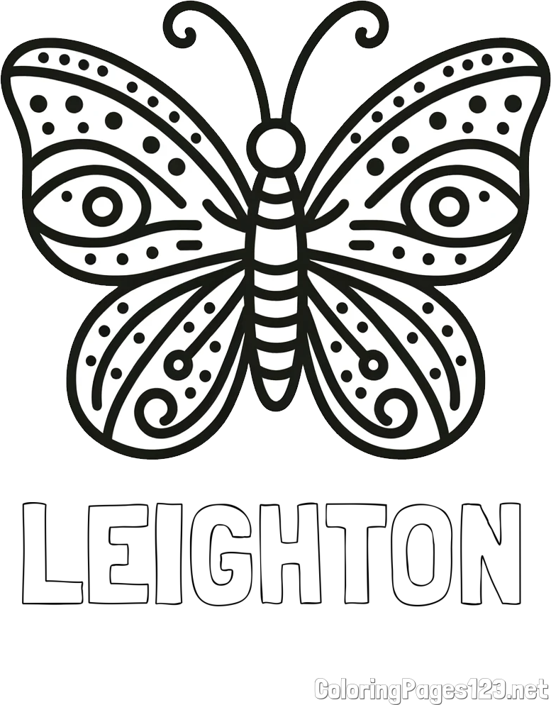LEIGHTON Coloring Page and Butterfly Coloring Page (Simple)