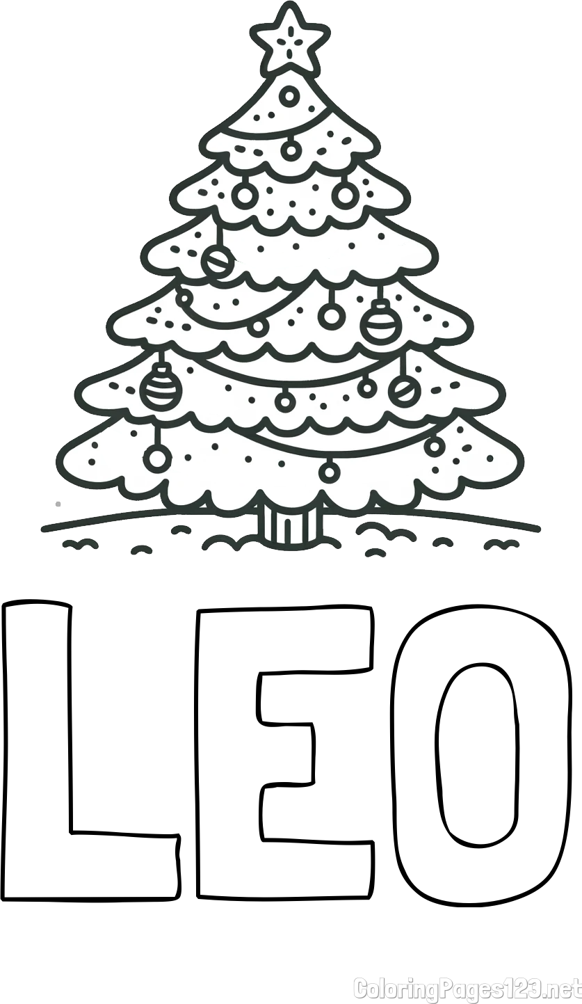 LEO Coloring Page alongside Coloring Page of a Simple Christmas Tree