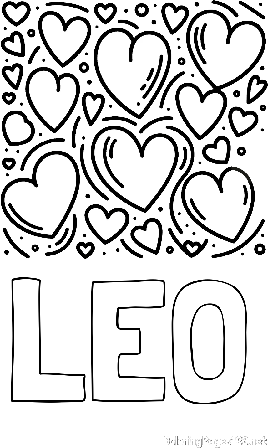 LEO Coloring Page alongside Free Printable Coloring Page of Hearts