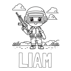 LIAM Coloring Page alongside Easy PUBG Coloring Page