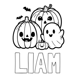 Online Created Coloring Page - LIAM Coloring Page and Halloween Pumpkin and Ghost Coloring Page