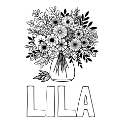 Online Created Coloring Page - LILA Coloring Page and Flower Bouquet Coloring Page
