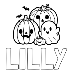 Online Created Coloring Page - LILLY Coloring Page and Halloween Pumpkin and Ghost Coloring Page
