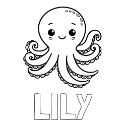 Online Created Coloring Page - LILY Coloring Page alongside Easy Coloring Page of a Simple Octopus