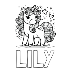 Online Created Coloring Page - LILY Coloring Page and Cute Unicorn Coloring Page