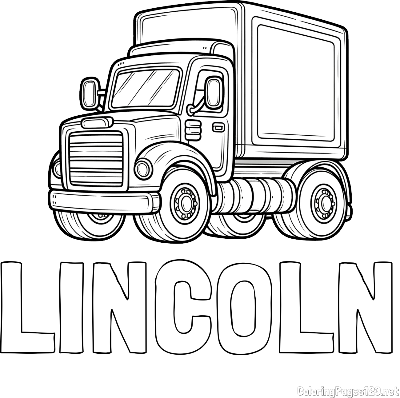 LINCOLN Coloring Page and Big Truck Coloring Page