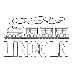Online Created Coloring Page - LINCOLN Coloring Page and Kids’ Steam Locomotive Coloring Page