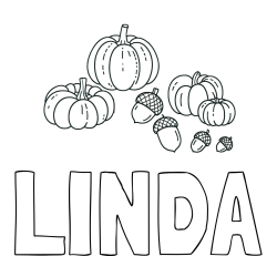 Online Created Coloring Page - LINDA Coloring Page and Autumn Harvest Coloring Page - Acorns and Pumpkins