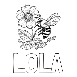 Online Created Coloring Page - LOLA Coloring Page and Children's Coloring Book of a Little Bee and Flowers