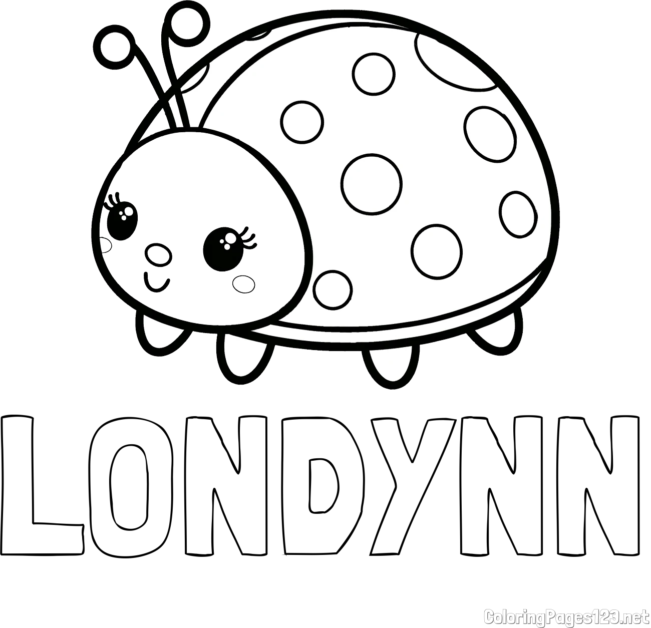 LONDYNN Coloring Page alongside Smiling Ladybug Coloring Page