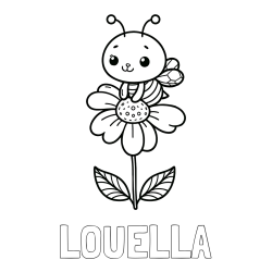 LOUELLA Coloring Page and Coloring Page of a Cute Bee on a Flower