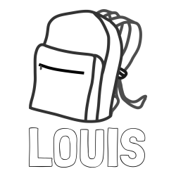 Online Created Coloring Page - LOUIS Coloring Page and School Backpack Coloring Page