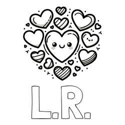 Online Created Coloring Page - L.R. Coloring Page and Coloring Page of a Cute Cat Surrounded by Hearts