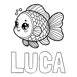 Online Created Coloring Page - LUCA Coloring Page and Coloring Page of a Cute Fish