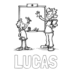 Online Created Coloring Page - LUCAS Coloring Page and School Coloring Page of a Teacher and a Student