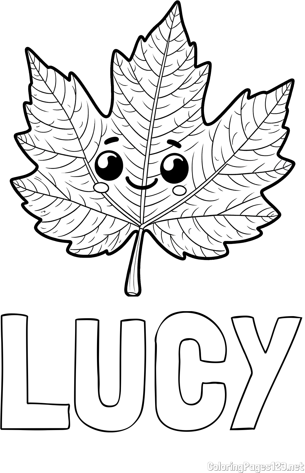 LUCY Coloring Page and Smiling Leaf Coloring Page for Kids
