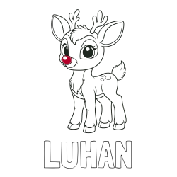 LUHAN Coloring Page and Coloring Page of a Cute Deer (Rudolph)