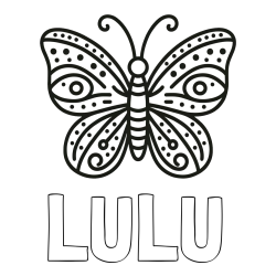 Online Created Coloring Page - LULU Coloring Page and Butterfly Coloring Page (Simple)